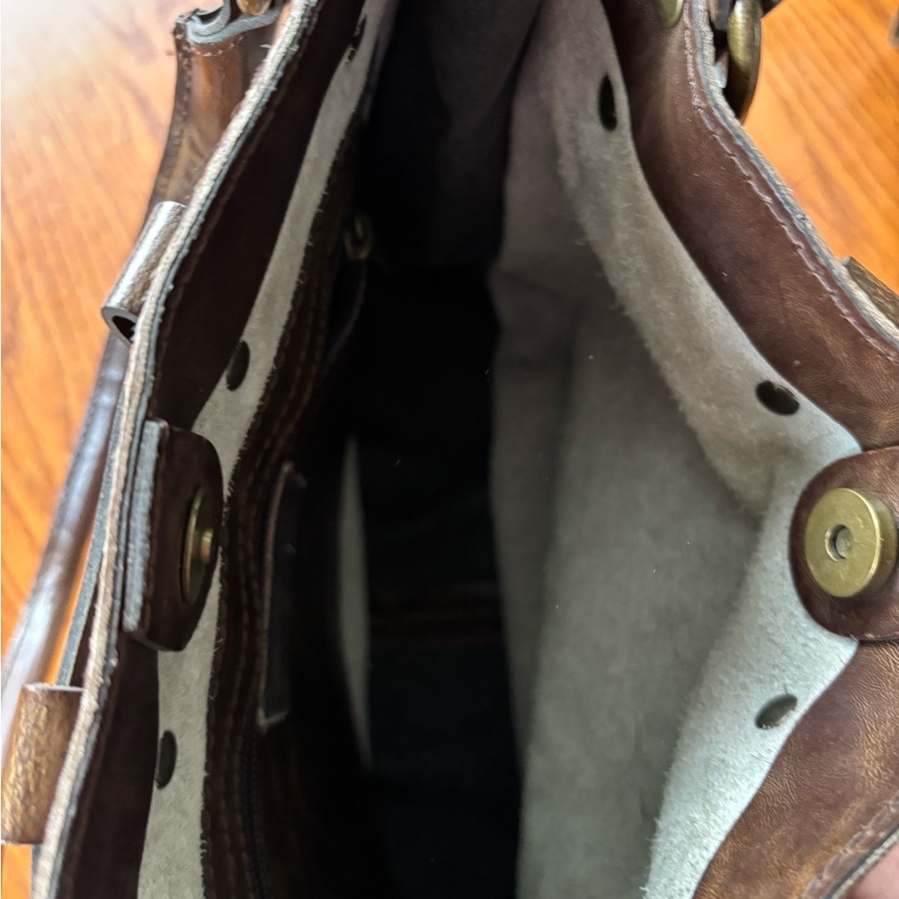 Vintage Maurizio Tauti Leather Tote Bag with Brown and Cream Haircalf Pattern - Picture 7 of 10